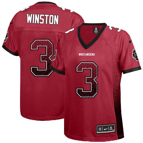 Women's Elite Jameis Winston Nike Jersey Red - #3 Drift Fashion NFL Tampa Bay Buccaneers